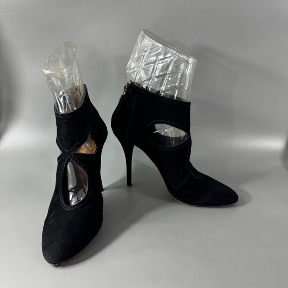 Aquazzura Sexy-thing Black Suede Ankle Heel Boots 38 1/2